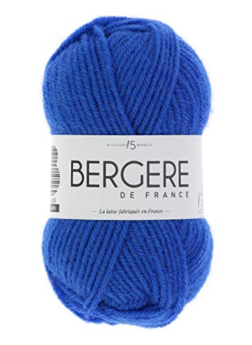 Bergère de France - SPORT+ pelote de laine à tricoter et crochet (50g) 5 mm - 50% de Laine - Fabriqué en France - Gros fil rond, chaud et doux - Bleu (MAJORELLE)