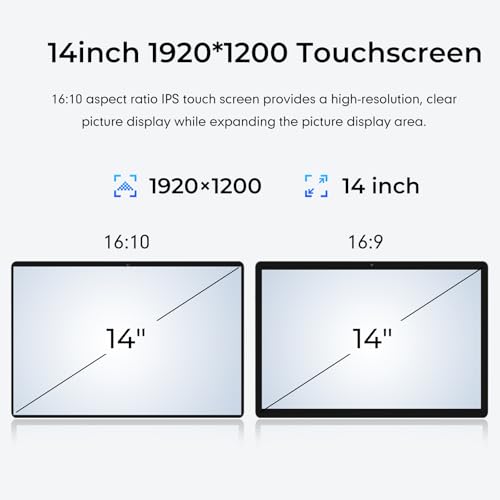 Image of EYY 14 inch 2 in 1 Touchscreen Laptop, N100 (UP to 3.40GHz), 16GB LPDDR5 512GB SSD Tablet, 16:10 1920 * 1200 Laptop Computer, WiFi 6, BT5.2, HDMI, Backlit Keyboard, Dual Camera