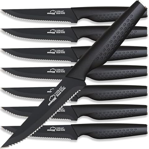 Amorston Set of 8 Stainless Steel Steak Knives Cover