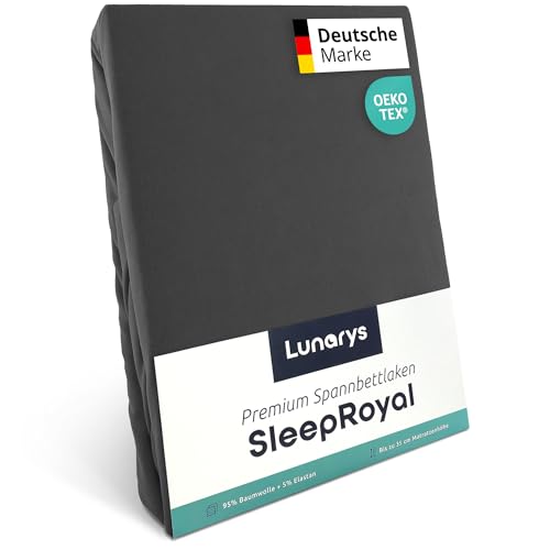 Lunarys® SleepRoyal Luxus Spannbettlaken 180x200cm - Anthrazit - 250 g/m²...