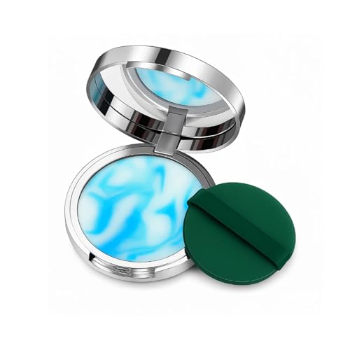 Pressed Setting Powder Oil Control Matte Finish Long Lasting – White Blue Face Powder Tone Correcting Brightening Natural Finish – Blurring Lightweight Compact Makeup