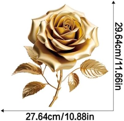 2pcs Golden Rose Toilet Cover Sticker Decals, Golden Flower Toilet Lid Decal, Waterproof Toilet Lid Seat Decals, Self-Adhesive Bathroom Wall Sticker image 4
