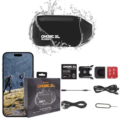 DRIFT Ghost XL Motorbike Action Camera 9hr Battery Record Your Entire Ride 140&deg;POV 300&deg;Rotating Lens IPX7 Waterproof 12MP APP Control Easy Mount Everywhere Fit for Helmet, Bicycle