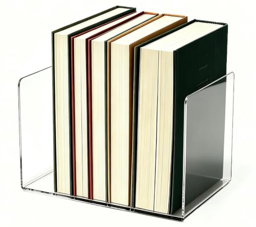 Image of Acrylic Book Ends 2 Pcs, Clear Bookends, Bookend Organizer for Shelves