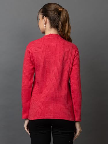 Image of Wear lusso Women's Woolen V-Neck Buttoned Full Sleeve Cardigan Self Design Soft Wool Fabric Winter Wear Pure Wool Sweater with Pockets Stylish Outdoor and Office Wear Girls