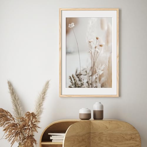Image of upsimples 24x36 Poster Frame, Display Pictures 20x30 with Mat or 24x36 Without Mat, Wall Hanging Picture Frame, Natural Style, 1 Pack