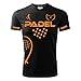 ZENA T-Shirt Tecnica Padel/Padel Dry Fit Maglia Tennis Champion Gara Mania Smash Maglietta. (Nero/Arancione, XL)