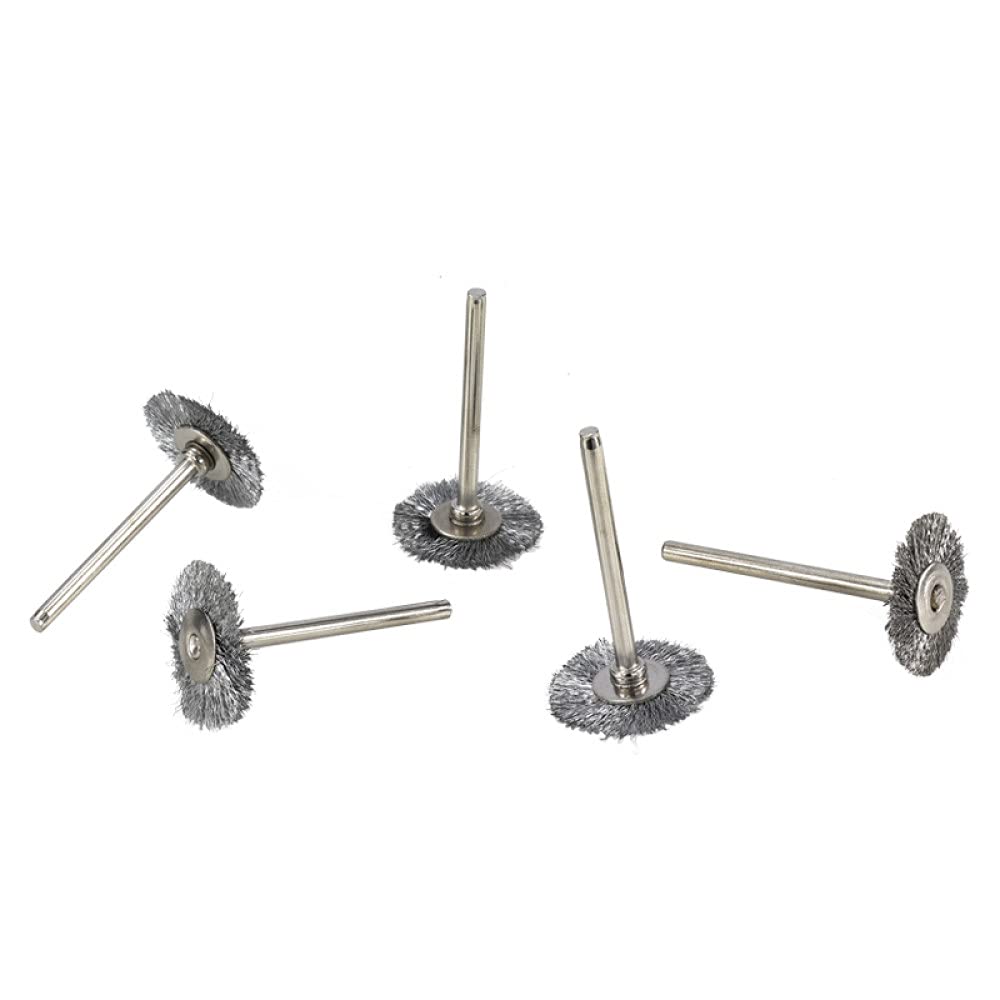 20 sztuk 22mm zestaw szczotek z drutu stalowego do polerowania metalu 3.0mm szczotka obrotowa z trzpieniem do narzędzia obrotowego Dremel narzędzie do polerowania, 20 sztuk stali