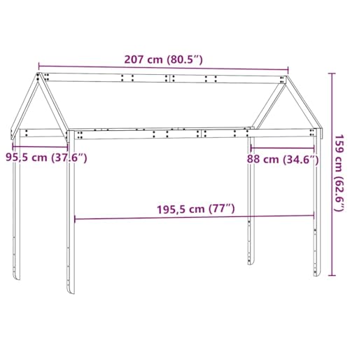 Vidaxl Tetto Letto Bambini Marrone Cera 207X95,5X159 Cm Massello Pino, Tetto Per Letto, Tettoia Per Letto Bambini, Baldacchino Per Letto Bambini - 3
