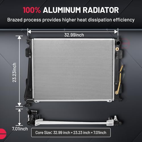 Image of BDFHYK CU13191 Aluminum Radiator for Hyundai Sonata 2011-2014, for Hyundai Azera 2012-2017, for Kia Optima 2011-2015, for Kia Cadenza 2014-2016, 2.0L 2.4L 3.3L, 16mm Core