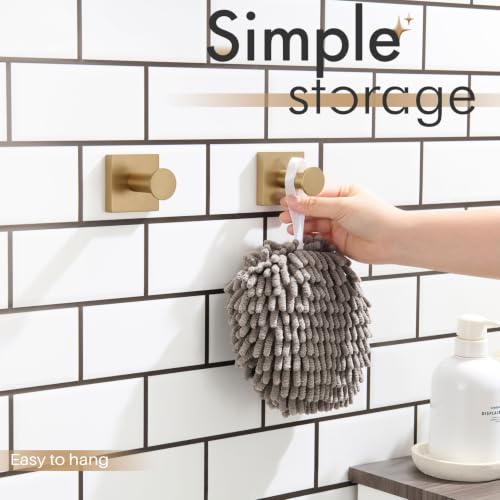Image of KOKOSIRI Robe Hooks Bath Towel Hooks for Wall Closet Kitchen Hanging Towels Bathroom Hardware Champagne Bronze Stainless Steel 2 Pack, B1016CPG-P2