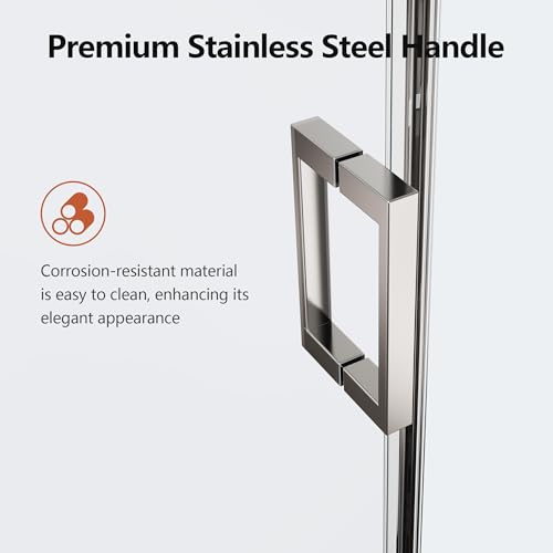 Image of 56-60 inch W x 74 inch H Frameless Shower Doors, Bathroom Single Sliding Shower Glass Doors with 5 /16 inch (8mm) Clear SGCC Tempered Glass and Stainless Steel Handle, Reversible Installation, Chrome