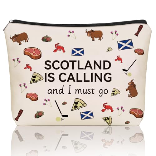 Girlly Inspired Scotland Travel Gift: Perfect Small Makeup Bag Scotland Is Calling And I Must Go For Teen Girl & Women Travellers.Ideal Trip Gift Cosmetic Bag For Travel, Parties, Birthdays,