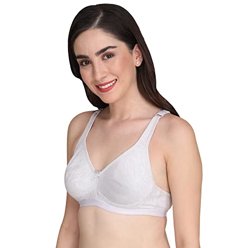 Image of Women Non Padded Bra - Made of Pure Cotton Full Coverage Non Wired Seamless Pushup Soft Cup for T-Shirt Saree Dress Sports Garment for Daily Use Everyday