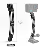 HSU Zakrzywione ramię przedłużające do GoPro, uchwyt kamery ze stopu aluminium z otworem na śrubę 1/4 do większości kamer sportowych (13,5 cm)