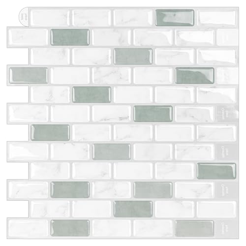 Peel and Stick Backsplash Tile, 10-Sheet Sage Green Self Adhesive