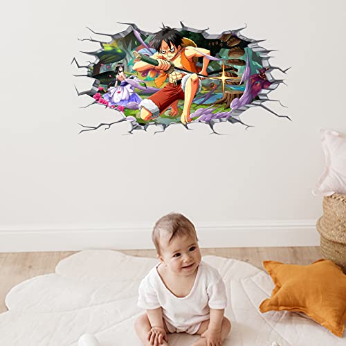 Cool Anime Wall Decals For Kids Bedroom Large 3D Cartoon Creative Wall Stickers Realistic Anime Mural Decor For Kids Room Bedroom Classroom Kindergarten House Home Peel And Stick Gift Supplies (15.7"X35.5") #TOP3
