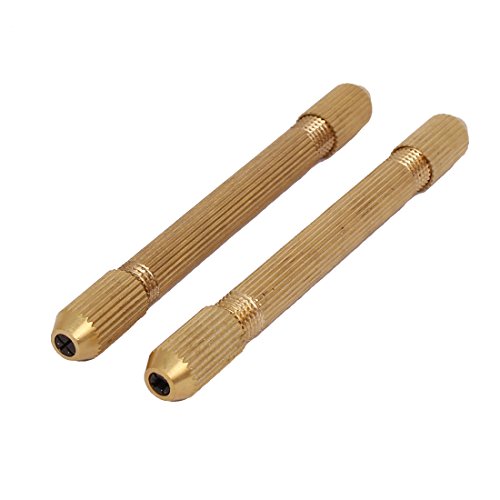 Aexit 90mm Long Hand Tools Double Mouth Swivel Head Pin Vise Hand Drill Chuck Gold Pin Vises Tone 2pcs