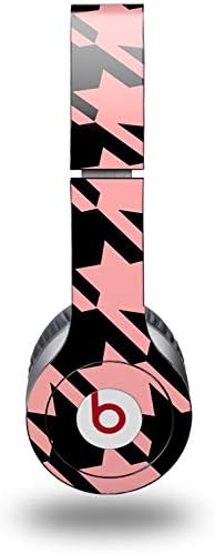Skin Decal Wrap Works with Original Beats Solo HD Headphones Houndstooth Pink on Black Skin Only (Headphones NOT Included)