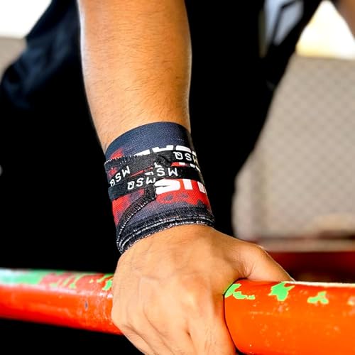 Image of Wrist Wraps for Calisthenics & Weightlifting - Heavy Duty Wrist Support & Stability (Crimson Wave)