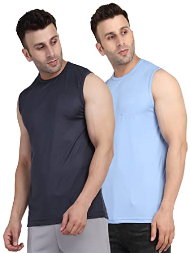 Image of Men's Regular Fit Sleeveless T-Shirt (Pack of 2)