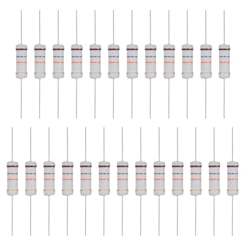sourcing map 25 Pcs 18K Ohm Resistor, 3 Watts 5% Tolerance Metal Oxide Film Resistor Axial Lead, Flame Proof for DIY Electronic Projects Circuits Experiments