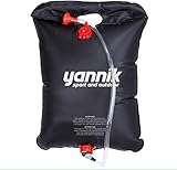 Ducha de camping con depósito de agua de 20 litros, manguera de ducha con alcachofa – para duchas agradables con agua caliente – fácil, en cualquier lugar y sin electricidad.
