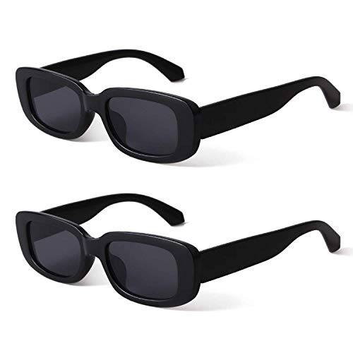 Image of Rectangle Sunglasses for Women Retro Driving Glasses 90's Vintage Fashion Narrow Square Frame UV400 Protection