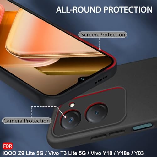 Image of TheGiftKart Sleek Back Cover Case for iQOO Z9 Lite /Vivo T3 Lite 5G / Y18 / Y18e / Y03 / Y28s / Y37 | Slim Fit Protective Design | Camera Protection Bump | Soft Matte Silicon Cover (Silicone, Black)