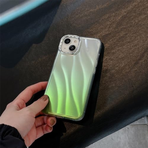 Coque iPhone 13 ondulation d'eau vert dégradé pour sorties et soirées