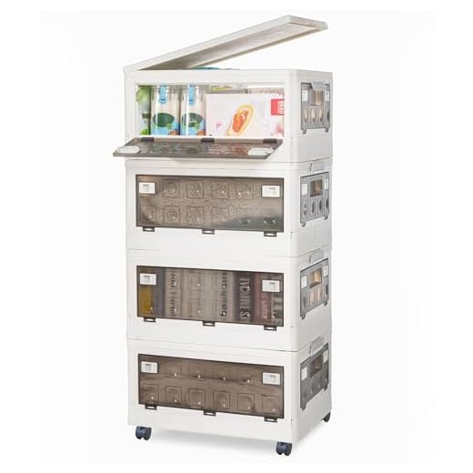 Citylife 32 QT 4 Packs Plastic Storage Bins with Lids Collapsible Closet Organizer Stackable Storage Containers with Wheels Clear Foldable Storage Box