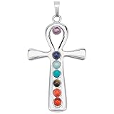 PH PandaHall Cross Charms 7 Chakras Natural Quartz Gemstones Beads Pendant Charms Point Chakra Reiki - Ankh Cross Style for Easter Eid Mubarak Ramadan Decor Necklace Earring Bracelet Jewelry Making