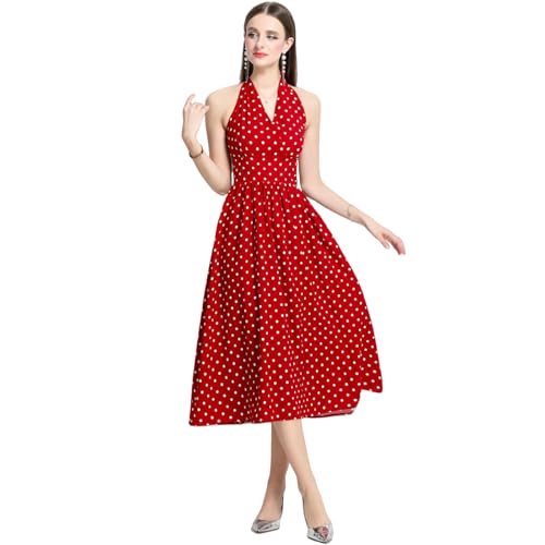 Robe longue sans manches vintage style Hong Kong dos nu imprimé pois