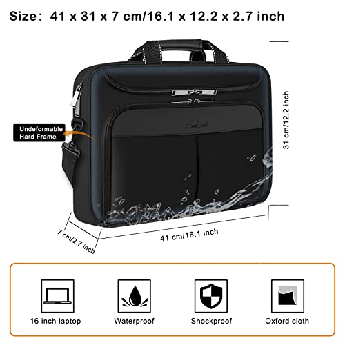 Enkinil Laptop Bag, 15.6-16.2 Inch Waterproof Protective Messenger Briefcase Bag With Adjustable Shoulder Strap, Multifuntional Shoulder Bag For Men Women Travel/Business(Black) #TOP3