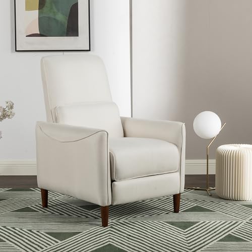 Sillón reclinable empujable tela beige miniatura 1