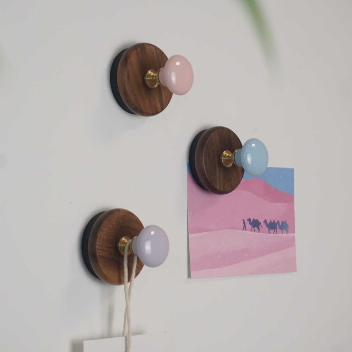 6 Pcs Colorful Magnetic Hooks Heavy Duty Magnet Hook Strong Neodymium Magnetic Coat Hooks Magnetic Hanger for Refrigerator, Metal Door, Locker for Hanging Towel, Coat, Bag, Umbrella (Yellow)