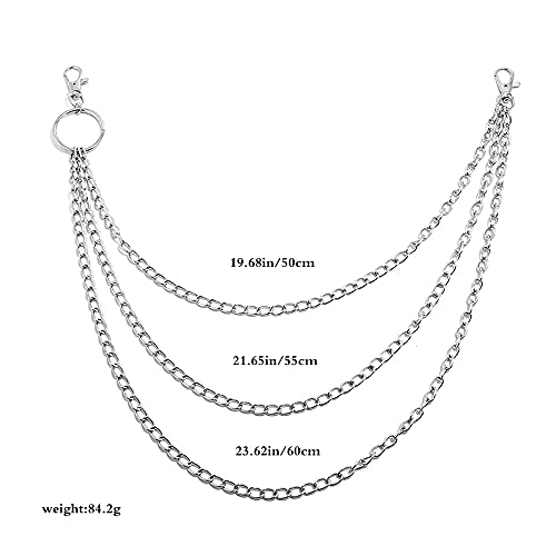 JKJF Punk Jeans Chains Hip Hop Pants Chain Multi Layer Pocket Chains for Women Men Girls Boys - 2 Pcs Silver2
