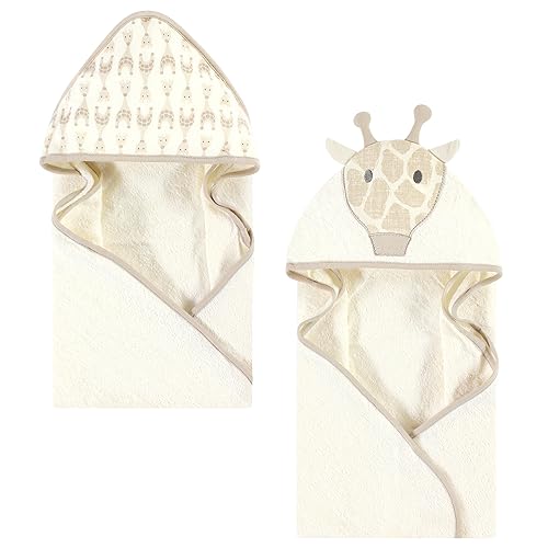 Image of Hudson Baby Unisex Baby Cotton Animal Face Hooded Towel, Modern Giraffe, One Size