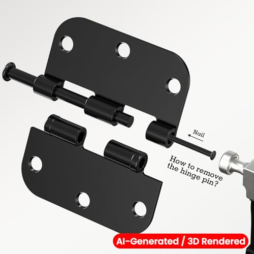 Image of 3 Pack Rounded Matte Black Door Hinges 3.5 Inch 5 /8 inch Radius No Squeak Ball Bearing Interior 3-1 /2 inchFlat Iron Bifold Residential Standard Bedroom Indoor for Doors 3 inch Hardware Control House Home Decor