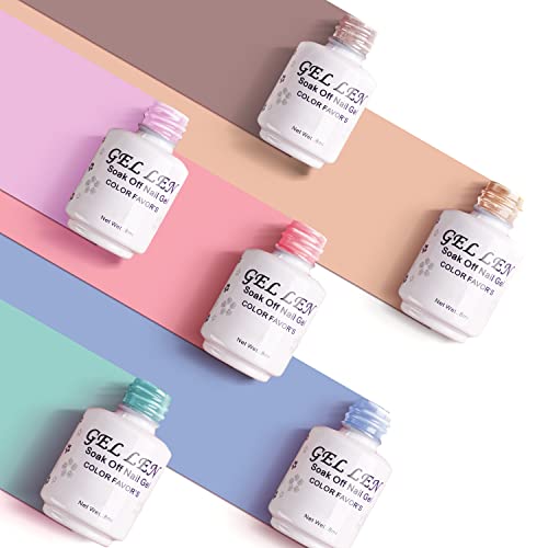 Gellen Gel Nail Polish Set - Pastel Summer Nail Polish 6 Colors Neutral Blue Sock Off Gel Polish for Nail Art Manicure Gel Nail Kit