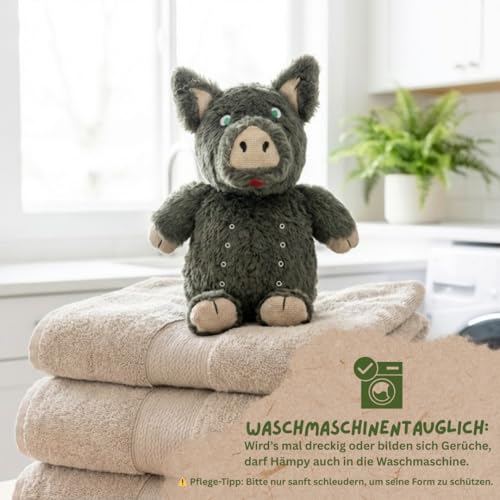 Canimal Farm | Hämpy das Hanf-Schwein | Robustes Hundespielzeug mit Quietscher | Nachhaltiges Kuscheltier für Hunde (Hanfwolle-Füllung, Handarbeit)