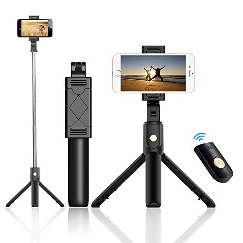 Bluetooth Selfie Stick, Extendable Selfie Stick Tripod with Detachable Wireless Remote and Tripod Stand Selfie Stick for iPhone 11/11 Pro/11 Pro Max/Xs MAX/XR/XS/X, Galaxy, Huawei and More