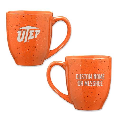 Image of Rico Industries NCAA Texas-El Paso Miners - UTEP Orange Personalized 16 oz Team Color Laser Engraved Speckled Ceramic Coffee Mug