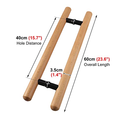 Poignée de porte double face en bois massif de 60 à 150 cm de long