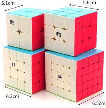 CuberSpeed Speedcubing Bundle Qidi S 2X2 & Warrior W 3x3 & Qiyuan S 4X4 & qizheng s 5X5 Stickerless Bright Magic Cube Stickerless Speed Cube Set with Secret Tutorial Book