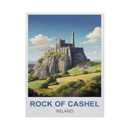 BEAYODKP Peinture par Numero Kits Brosses et peintures acryliques，Rock of Cashel, Irlande，Adultes Enfants Seniors Débutant Cadeau de Peinture（30x40cm） 11.8x15.7 pouces-DH49