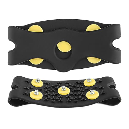 Ice Traction Cleats – Anti-Slip Crampons for Shoes, 5-Teeth Snow Spikes, Outdoor Winter Grip Spikes | Non-Slip Shoe Cover with Ice Grippers, Over-Shoe Traction Spikes for Climbing, and Ice Fishing,