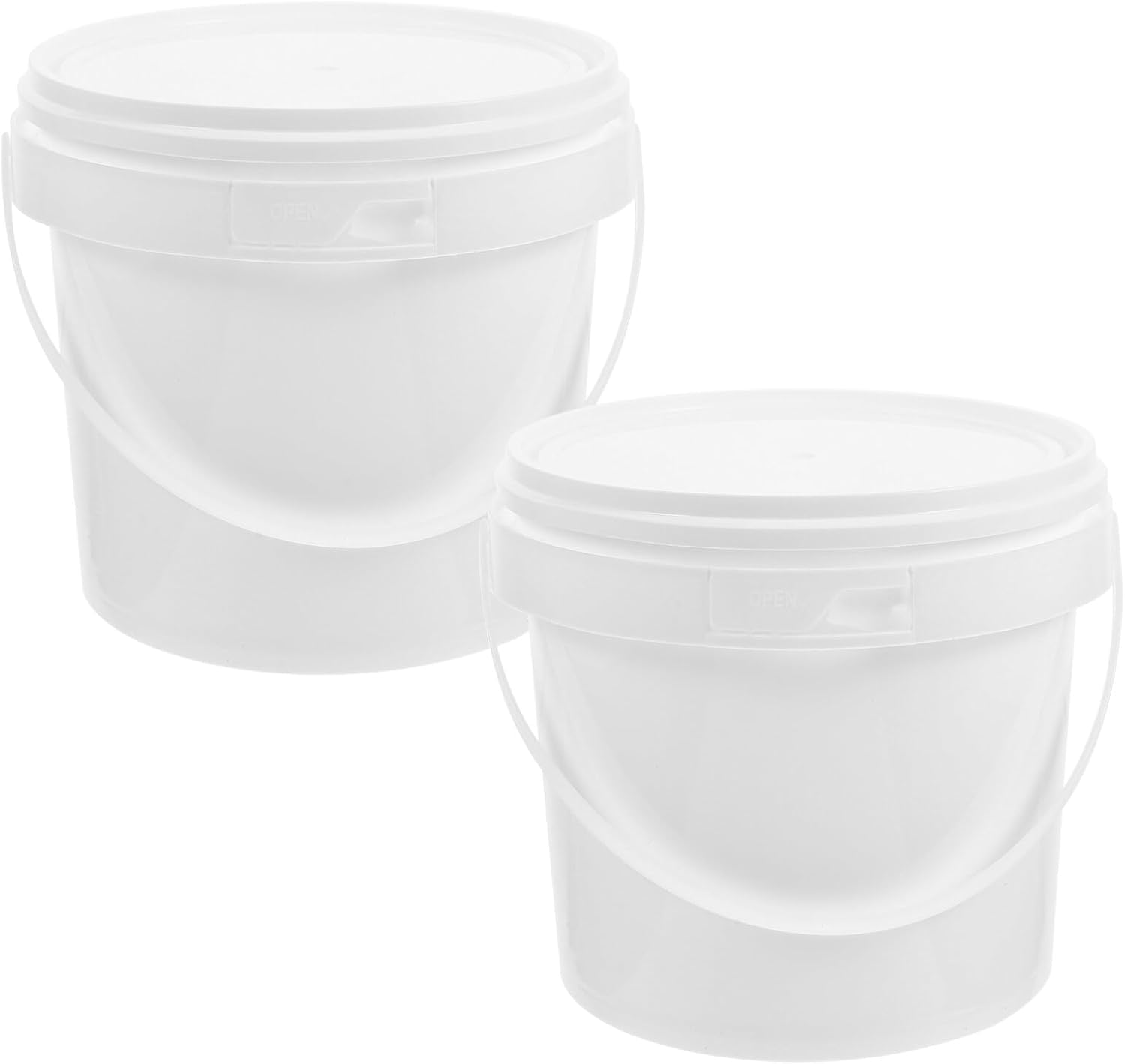 White Plastic Pail 2pcs White Plastic Bucket with Handle Lid 2L Industrial Paint Pail Container Bucket Pigment Buckets Empty Paint Can for Storage Fish Water