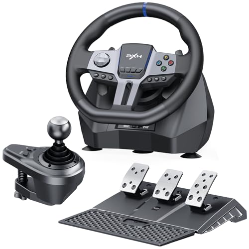 PXN - V9 Gen2 Racing Wheel - 270&900° Car Sim Steering Wheel, 3 Pedals, H Shifter, APP Support, Vibration Feedback - Gaming Steering Wheel for PC, PS4, Xbox One, Xbox Series X/S