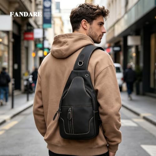Bolsa de pecho de cuero retro con acabados resistentes para hiking 2